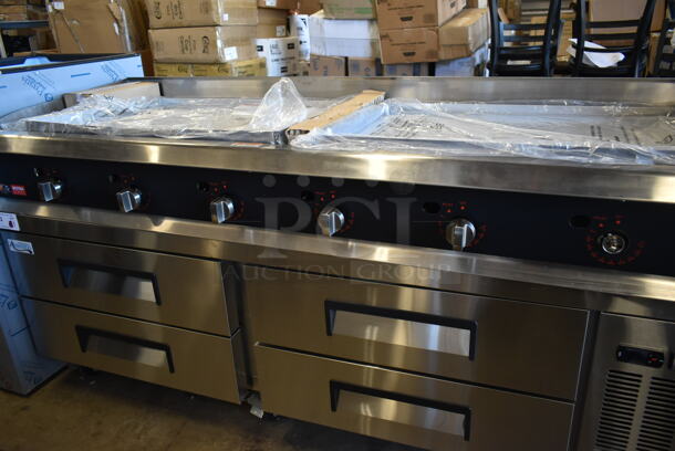 BRAND NEW SCRATCH AND DENT! Cooking Performance Group CPG 351GTUCPG72N Ultra Series Stainless Steel Commercial Countertop 72" Chrome Plated Natural Gas 6-Burner Flat Top Griddle. 180,000 BTU - Image 4 of 8