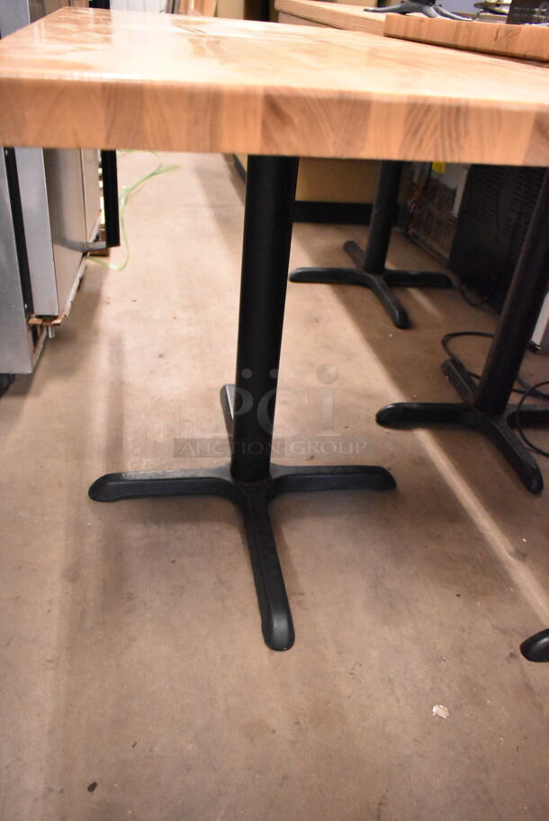 3 Butcher Block Dining Height Table on Black Metal Table Base. 3 Times Your Bid! - Image 4 of 6
