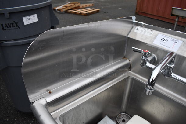 Stainless Steel Commercial Single Bay Sink w/ Insinkerator Badger Garbage Disposal, Faucet, Handles and Left Side Splash Guard. 19x22x44. Bay 14x16x10 - Image 4 of 8