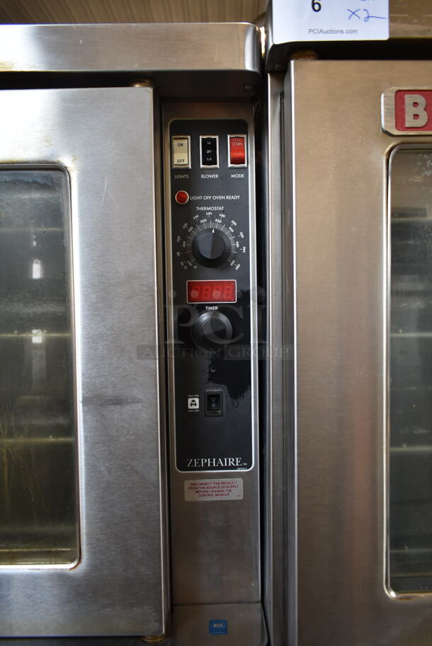 2 Blodgett Zephaire-200-G Stainless Steel Commercial Natural Gas Powered Full Size Convection Ovens w/ View Through Doors, Metal Oven Racks and Thermostatic Controls on Commercial Casters. 60,000 BTU. 2 Times Your Bid! - Image 4 of 9