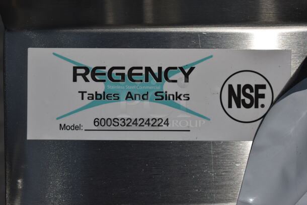 BRAND NEW SCRATCH AND DENT! Regency 600S32424224 Stainless Steel Commercial 3 Bay Sink w/ Dual Drain Boards. No Legs. Bays 24x24. Drain Boards 22.5x26 - Image 7 of 8