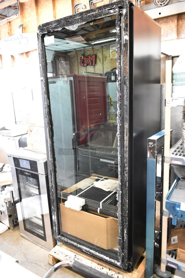 BRAND NEW SCRATCH AND DENT! 2024 True CVM-27-HC Metal Commercial Single Door Reach In Cooler Merchandiser w/ Poly Coated Racks. See Pictures for Broken Glass. 115 Volts, 1 Phase. Tested and Working! - Image 2 of 8