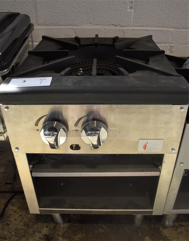 BRAND NEW! CPG Model 351CPGSPR18N Stainless Steel Commercial Natural Gas Powered Single Burner Stock Pot Range. 18x20x25