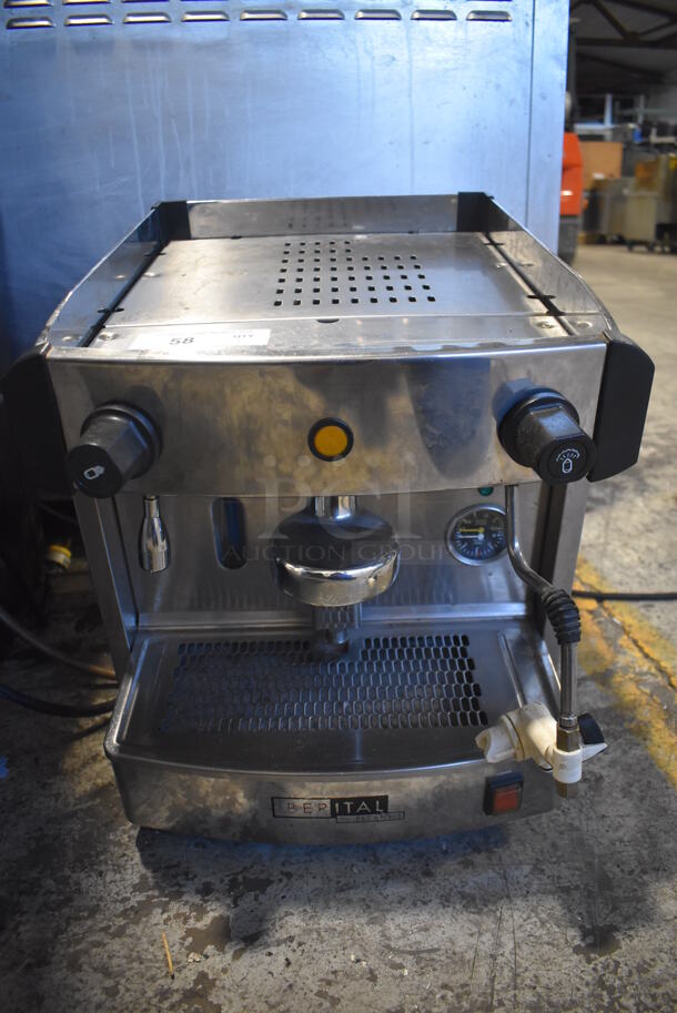 Berital Stainless Steel Commercial Countertop Single Group Espresso Machine w/ Steam Wand. 115 Volts, 1 Phase. 17x20x21