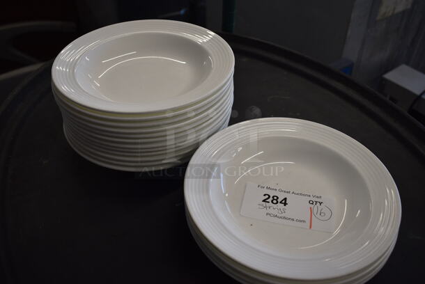 16 White Ceramic Pasta Plates. 9x9x2. 16 Times Your Bid!