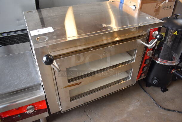 LIKE NEW! Avantco 177DPO18DS Stainless Steel Commercial Countertop Electric Powered Double Deck Countertop Pizza/Bakery Oven w/ Stones. Unit Was Used a Few Times at a Trade Show as a Demonstration. 240 Volts. Tested and Working! - Image 2 of 7