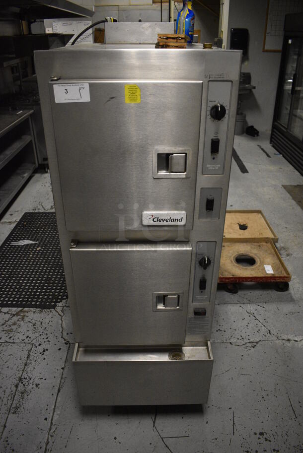 2012 Cleveland 24CGA10 SteamCraft Ultra 10 Stainless Steel Commercial Floor Style Natural Gas Powered 2 Deck Steam Cabinet. 125,000 BTU. 24x37.5x65.5. BUYER MUST REMOVE. Item Was in Working Condition on Last Day of Business. (kitchen)