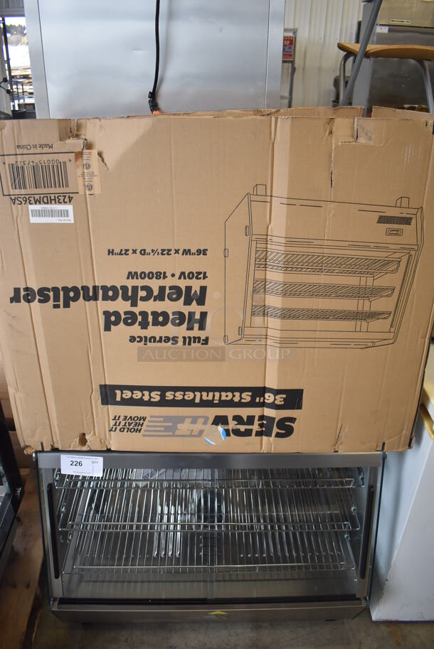 BRAND NEW! ServIt 423HDM36SA Self / Full Service 3 Shelf Countertop Heated Display Case Merchandiser with Sliding Doors. 120 Volts, 1 Phase. 34x24x28. Tested and Working! - Image 8 of 8