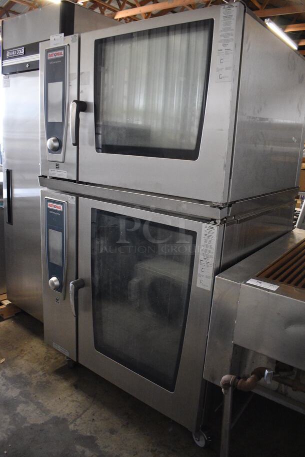 2 2019 Rational Stainless Steel Commercial Combitherm Self Cooking Center Convection Ovens on Commercial Casters. Top Model: SCC WE 62. Bottom Model: SCC WE 102. 480 Volts, 3 Phase. 42x40x72. 2 Times Your Bid! - Image 3 of 8