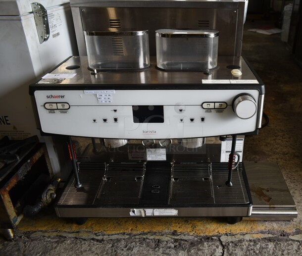 2018 Schaerer Barista Stainless Steel Commercial Countertop 2 Group Espresso Machine w/ 2 Steam Wands and 2 Hoppers. 208/240 Volts, 1 Phase. - Image 1 of 7