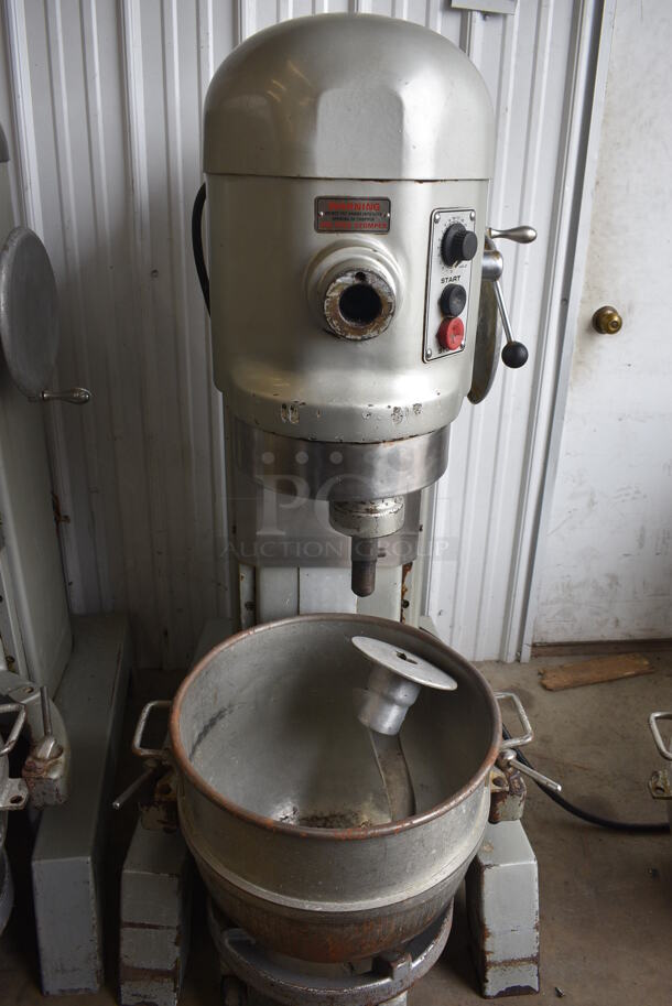 Hobart Model H 600T Metal Commercial Floor Style 60 Quart Planetary Mixer w/ Metal Mixing Bowl, Mixing Bowl Dolly and Dough Hook Attachment. 230 Volts, 1 Phase. 29x43x56 - Image 8 of 11