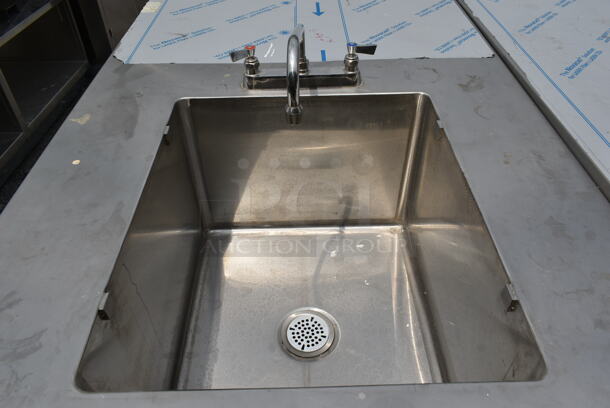 BRAND NEW SCRATCH AND DENT! Stainless Steel Commercial Counter w/ Sink Bay, Faucet, Handles and Under Shelves. - Image 10 of 10