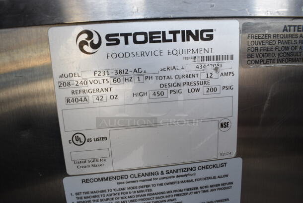 2013 Stoelting Model F231-309I2-AD1 Stainless Steel Commercial Floor Style Air Cooled 2 Flavor w/ Twist Soft Serve Ice Cream Machine on Commercial Casters. 208-240 Volts, 3 Phase.  - Image 6 of 6
