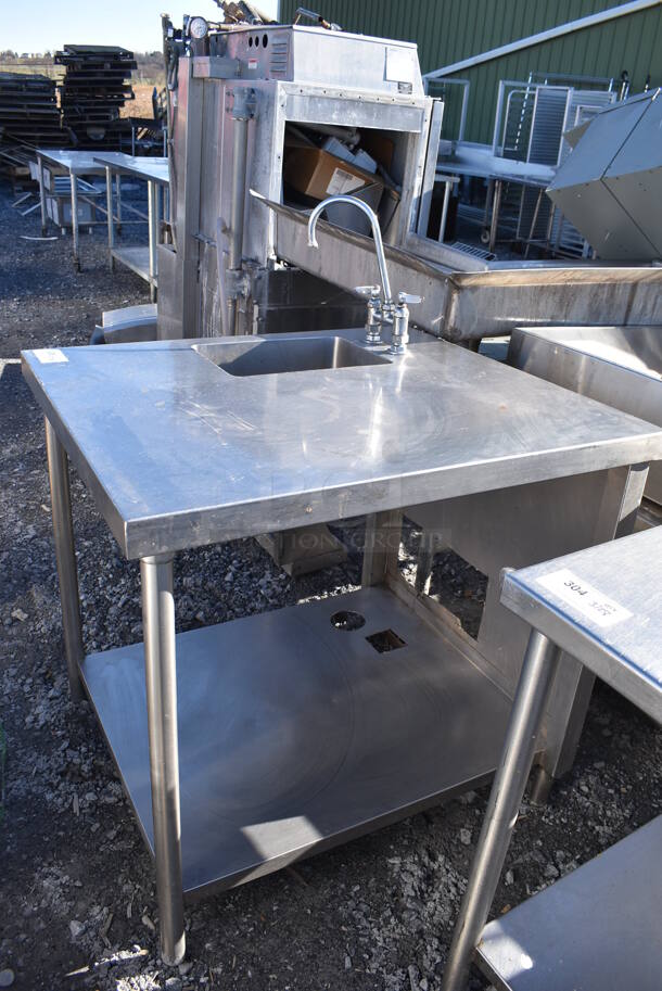 Stainless Steel Table w/ Sink Bay, Faucet, Handles and Under Shelf. 32.5x36.5x36 - Image 5 of 5