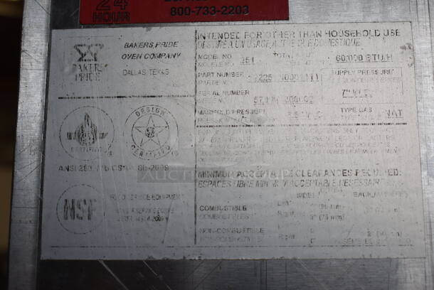 Bakers Pride 251 Stainless Steel Commercial Natural Gas Powered Single Deck Pizza Oven w/ Cooking Stone on Metal Legs. 48x46x55 - Image 5 of 8