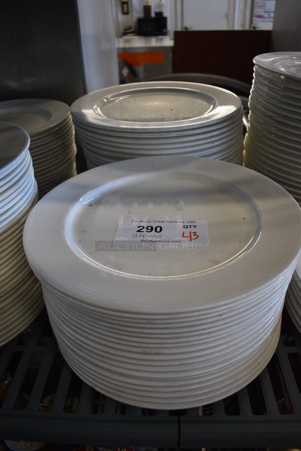 43 White Ceramic Plates. 12.5x12.5x1. 43 Times Your Bid!