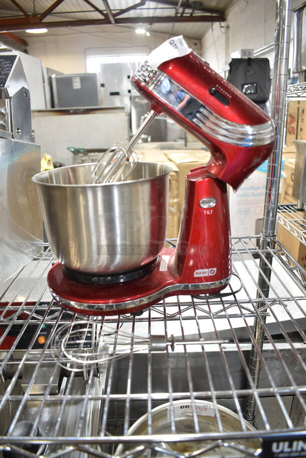 Dash DCSM250RD Metal Countertop Planetary Dough Mixer w/ Metal Mixing Cup. 120 Volts, 1 Phase. Tested and Working! - Image 5 of 7