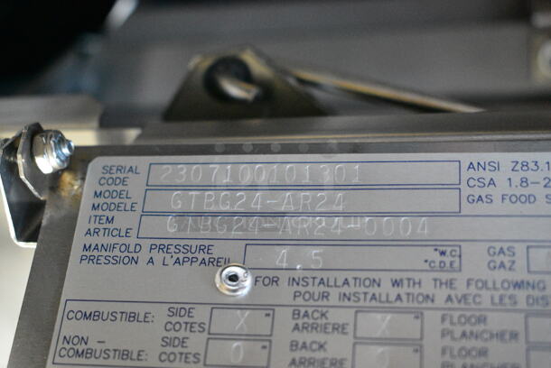 BRAND NEW! 2023 Garland GTBG24-AR24 Stainless Steel Commercial Countertop Natural Gas Powered 24" Radiant Charbroiler with Adjustable Grates. - Image 7 of 8