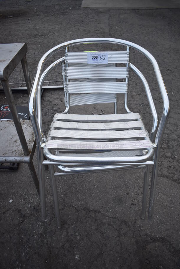 2 Metal Dining Height Patio Chairs w/ Arm Rests. 21x20x28. 2 Times Your Bid!
