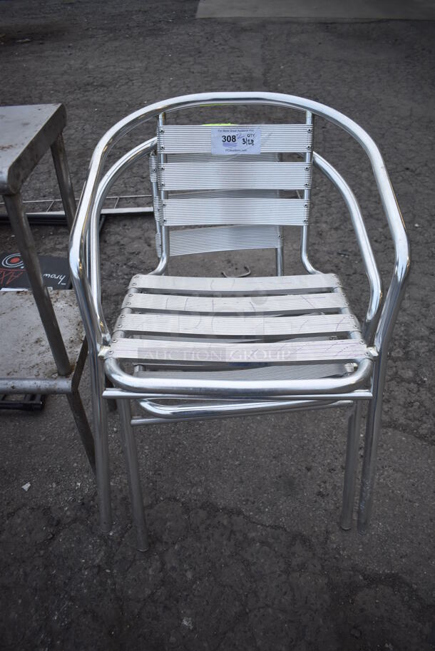 2 Metal Dining Height Patio Chairs w/ Arm Rests. 21x20x28. 2 Times Your Bid! - Image 1 of 3