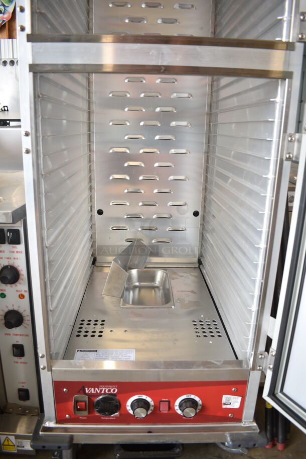 BRAND NEW SCRATCH AND DENT!  Avantco 177HPI1836DC Metal Commercial  Full Size Insulated Heated Holding / Proofing Cabinet with Clear Dutch Doors on Commercial Casters. 120 Volts, 1 Phase. Tested and Working! - Image 7 of 8