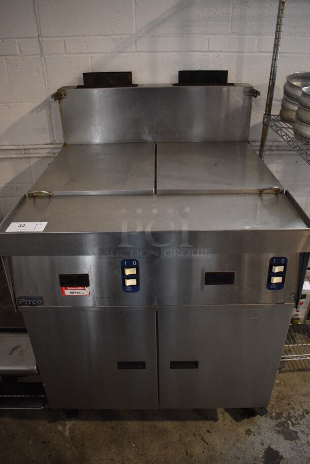 2012 Pitco Frialator SRTG Stainless Steel Commercial Natural Gas Powered 2 Bay Rethermalizer on Commercial Casters. 55,000 BTU. 32.5x35x50