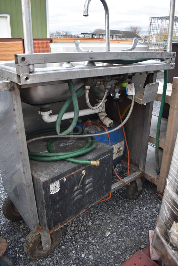 Stainless Steel Commercial Portable 2 Bay Sink w/ Faucet and Handles on Commercial Casters. 45x25x62 - Image 7 of 7