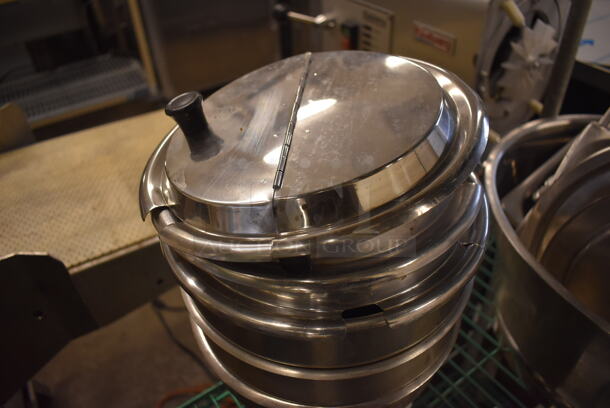 3 Stainless Steel Cylindrical Drop In Bins w/ 3 Lids. 9.5x9.5x8. 3 Times Your Bid! - Image 3 of 3