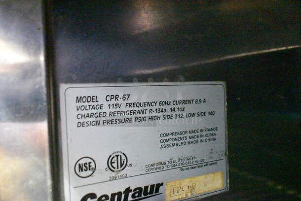 Centaur CPR-67 Stainless Steel Commercial Pizza Prep Table on Commercial Casters. 115 Volts, 1 Phase. Tested and Working! - Image 8 of 8