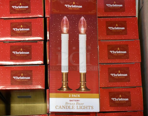 Box of 24 BRAND NEW! Christmas Tree Shops 2 Pack Battery Powered Brass Base Candle Lights. 
