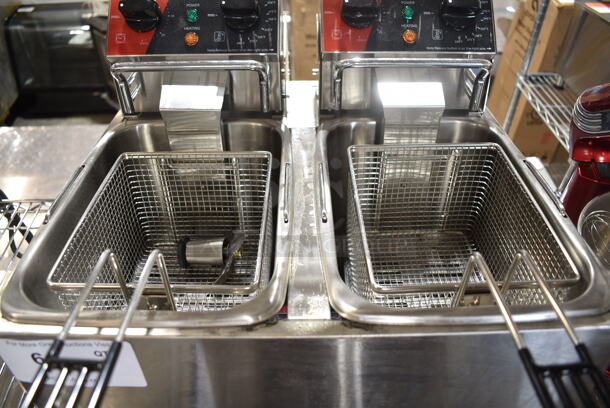 2024 Crosson CF-20 Stainless Steel Commercial Countertop Electric Powered 2 Bay Fryer w/ 2 Metal Fry Baskets. 120 Volts, 1 Phase. - Image 6 of 10
