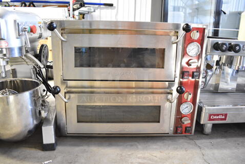 Avantco 177DPO18DD Stainless Steel Commercial Countertop Electric Powered Double Deck Pizza Oven. No Stones. 240 Volts. 