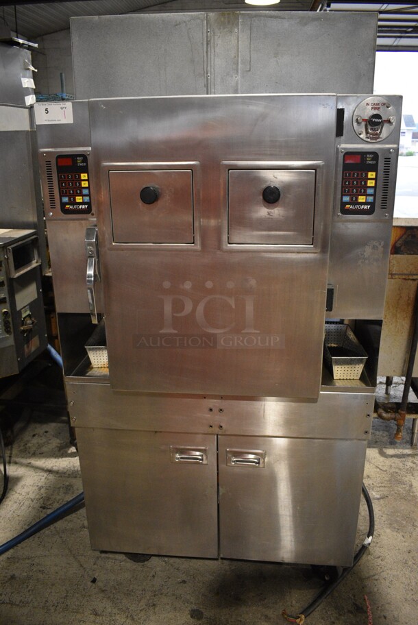 Autofry Model MTI-40 Stainless Steel Commercial Floor Style Electric Powered Ventless Fryer on Commercial Casters. 240 Volts, 3 Phase. 36x32x63.5