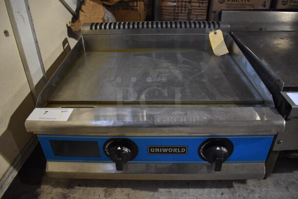 BRAND NEW! Uniworld Stainless Steel Commercial Countertop Gas Powered Flat Top Griddle. 24x24x13