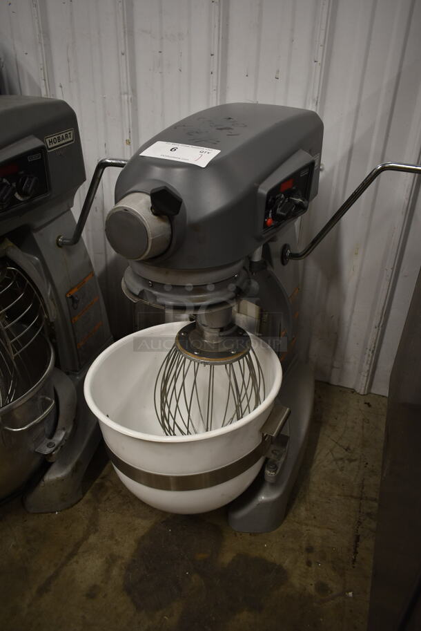 Hobart Legacy HL200 Metal Commercial Countertop 20 Quart Planetary Dough Mixer w/ Poly Mixing Bowl and Whisk Attachment. 100-120 Volts, 1 Phase. Tested and Working!