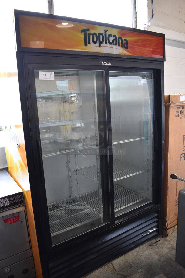 2016 True Model GDM-45-HC-LD Metal Commercial 2 Door Reach In Cooler Merchandiser w/ Poly Coated Racks. 115 Volts, 1 Phase. 51x30x79. Tested and Working!