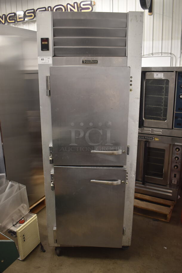 Traulsen Commercial Stainless Steel One Section Cooler With 2 Solid Doors And Steel Shelves. Tested and Working!