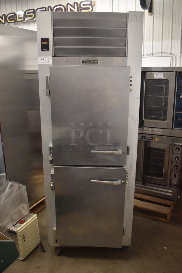 Traulsen Commercial Stainless Steel One Section Cooler With 2 Solid Doors And Steel Shelves. Tested and Working! - Image 1 of 7
