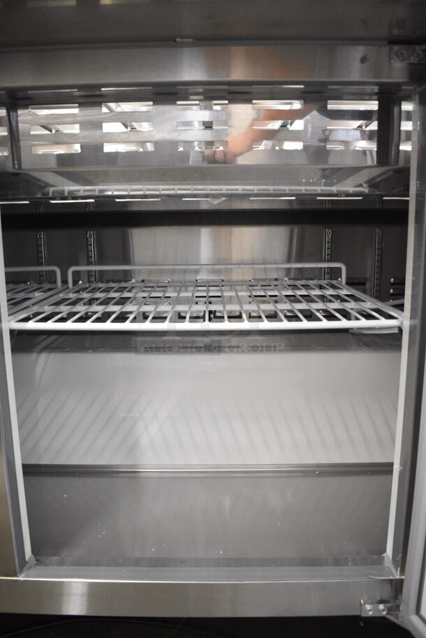 BRAND NEW SCRATCH AND DENT! 2023 Avantco 178APT71MHC Stainless Steel Commercial Sandwich Salad Prep Table Bain Marie Mega Top on Commercial Casters. 115 Volts, 1 Phase. Tested and Working! - Image 8 of 10