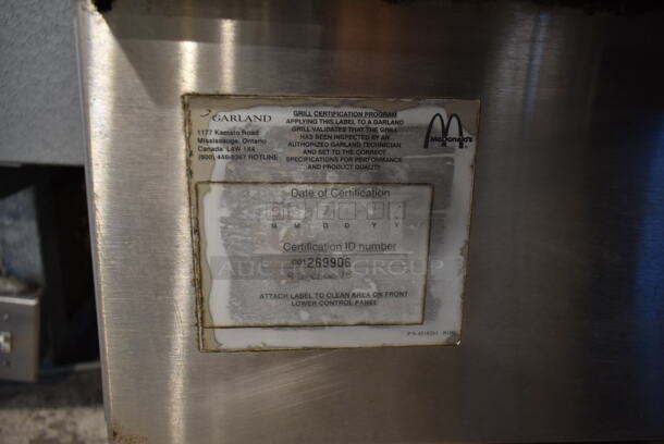 Garland Stainless Steel Commercial Floor Style Electric Powered  Flat Top Griddle Burger Cooker w/ Clamshell Express Panini Top on Commercial Casters. 250 Volts, 3 Phase. - Image 5 of 5