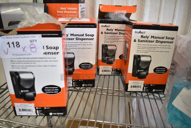 7 BRAND NEW SCRATCH AND DENT! Poly Wall Mount Soap Dispensers Including San Jamar S970WHCL Summit Rely White Manual Hand Soap, Sanitizer, and Lotion Dispenser - 5 3/16" x 4" x 8 7/8", San Jamar SF970WHCL Summit Rely White Manual Foam Hand Soap and Sanitizer Dispenser - 5 3/16" x 4" x 8 7/8", San Jamar SHF970WHCL Summit Rely White Hybrid Automatic Foam Hand Soap and Sanitizer Dispenser - 5 1/2" x 4" x 12" w/ 999G871604 GOJO® 8716-04 ADX 700 mL Botanical Foam Hand Soap. 7 Times Your Bid! - Image 7 of 12