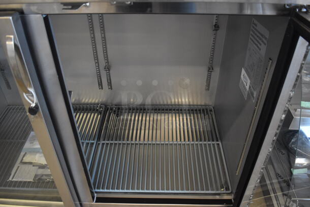 BRAND NEW SCRATCH AND DENT! Avantco 178UBB2GHCS Stainless Steel Commercial 2 Door Back Bar Cooler Merchandiser. Missing Outer Glass Pane on Right Hand Door. 115 Volts, 1 Phase. 59x28x37. Tested and Working! - Image 8 of 10