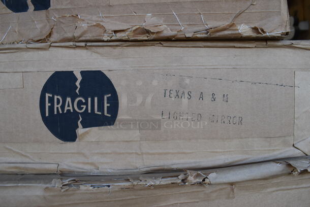 8 IN ORIGINAL BOX! Texas A&M Lighted Mirror w/ Wood Pattern Frame. 120 Volts, 1 Phase. 8 Times Your Bid! - Image 9 of 9