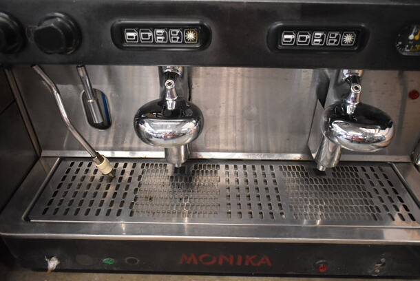 Monika Stainless Steel Commercial Countertop 2 Group Espresso Machine w. 2 Steam Wands. 220 Volts.  - Image 4 of 5