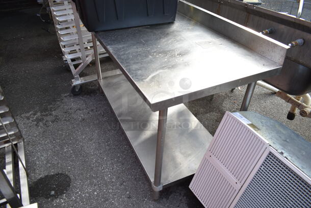Stainless Steel Commercial Table w/ Back Splash and Under Shelf.  - Image 2 of 3