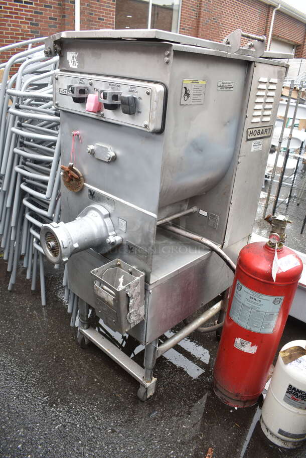 Hobart 4246 S Stainless Steel Commercial Floor Style Meat Mixer Grinder w/ Foot Pedal on Commercial Casters. 208 Volts, 3 Phase. - Image 1 of 7