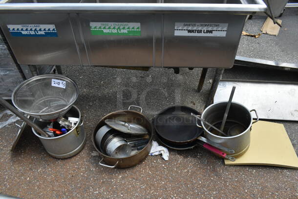 ALL ONE MONEY! Lot of Various Items Including Skillets, Metal Stock Pots and Utensils! - Image 1 of 5