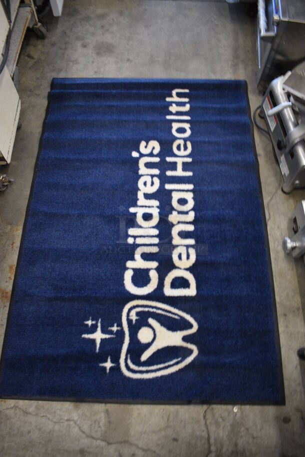 Blue Floor Rug w/ Children's Dental Health Logo. 66x44