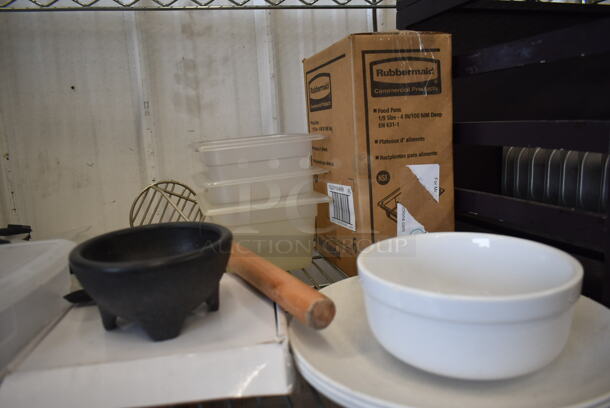 ALL ONE MONEY! Lot of BRAND NEW Oreck Canister Vacuum, Box of 6 Rubbermaid Food Pans, Plastic Drop-In Bins, Egg Slicer, AND MORE!    - Image 4 of 5