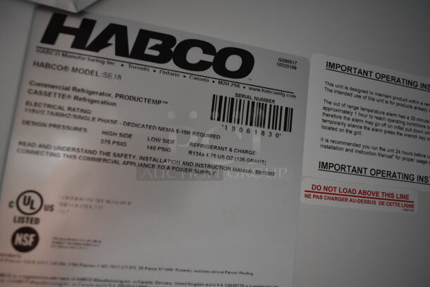2019 Habco SE18 Metal Commercial Single Door Reach In Cooler Merchandiser w/ Poly Coated Racks. 115 Volts, 1 Phase. Tested and Working! - Image 3 of 3